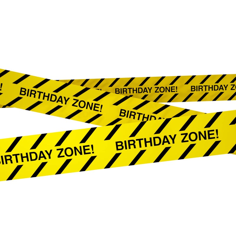 Tapix Birthday Zone Party Decoration â€¢ 3 in. Wide X 100 Ft. Long â€¢ High Visibility â€¢ Tear Resistant Design â€¢ Great for Construction-Themed Parties